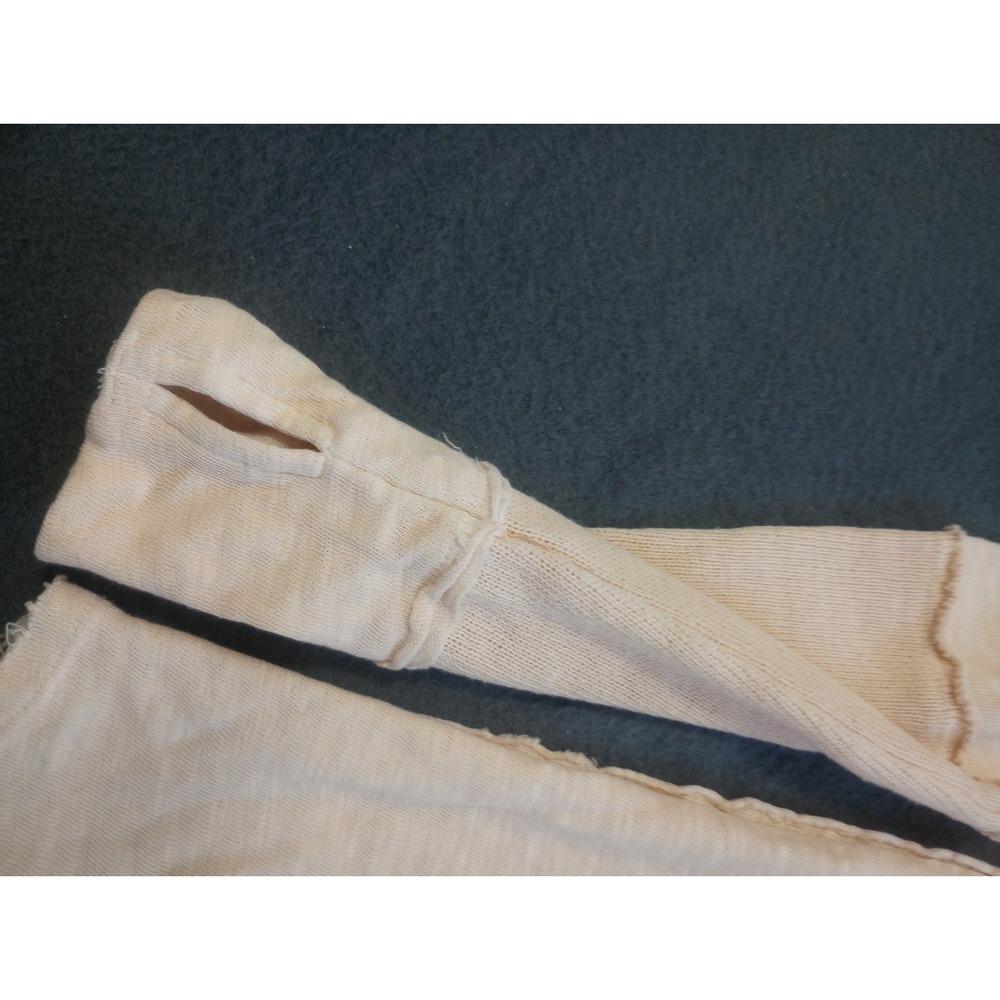 WE THE FREE Top XS FREE PEOPLE Phoebe Henley Burnout Raw Hems Cream Thumbholes - Picture 6 of 12